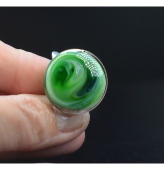 cabochon artisanal en verre "vert" pour bague, bracelet ou collier interchangeable en verre  (sans le support )