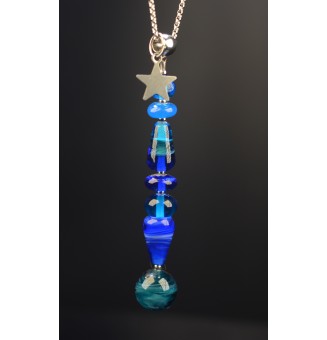 Collier Lumineux en Perles de Verre Filé - "Éclat Bleu"- acier inoxydable