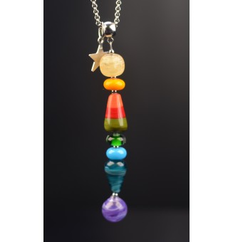Collier "Éclat de Joie" multicolore en perles de verre filé - acier inoxydable