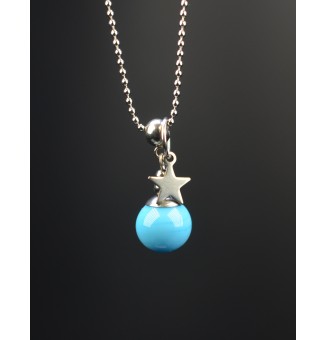 collier étoile 41 + 3 cm "bleu Turquoise opale" perles de verre filé au chalumeau