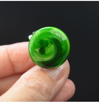 cabochon artisanal en verre "vert rosetta" pour bague, bracelet ou collier interchangeable en verre  (sans le support )