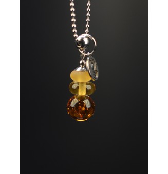 collier étoile 42 + 3 cm "jaune et ambre" perles de verre filé - acier inoxydable