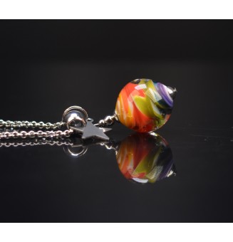 Collier Multicolore en perle de verre et acier inoxydable - Petite étoile