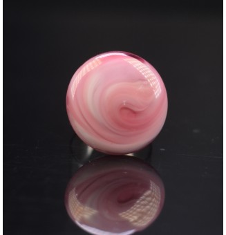 Bague en Verre filé artisanal , rose - en Acier Inoxydable - bijou artisanal