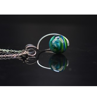 Collier Lune Évolutif avec Perle Interchangeable en Verre Filé – acier inoxydable - Liloo Créations