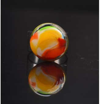 Bague en Verre filé artisanal , multicolore - en Acier Inoxydable - bijou artisanal