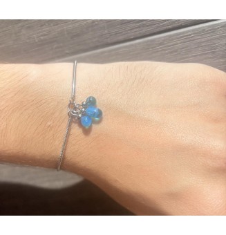 Bracelet en Acier Inoxydable avec Perles de Verre Filé - bleu, fermeture coulissante