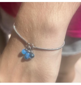 Bracelet en Acier Inoxydable avec Perles de Verre Filé - bleu, fermeture coulissante