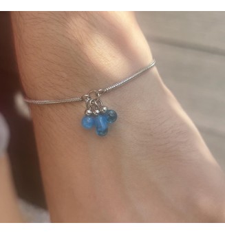 Bracelet en Acier Inoxydable avec Perles de Verre Filé - bleu, fermeture coulissante