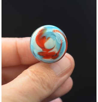 Bague en Verre filé artisanal , turquoise et rouge - en Acier Inoxydable - bijou artisanal