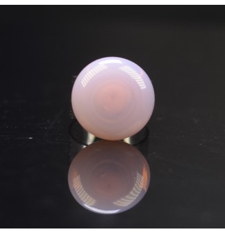 Bague en Verre filé artisanal , ROSE opale - en Acier Inoxydable - bijou artisanal