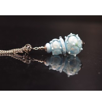 Collier en Verre Filé Bleu Doux avec Étoile Argentée - Liloo Créations