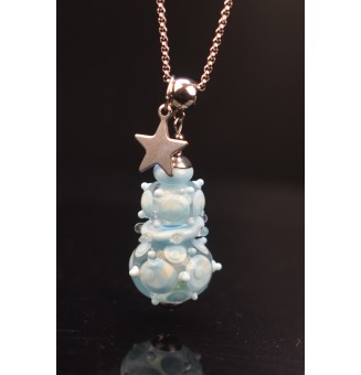 Collier en Verre Filé Bleu Doux avec Étoile Argentée - Liloo Créations