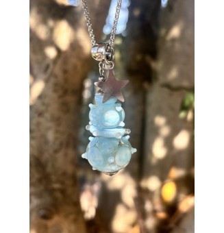 Collier en Verre Filé Bleu Doux avec Étoile Argentée - Liloo Créations