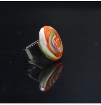 cabochon artisanal en verre "MULTICOLORE" pour bague ou collier interchangeable en verre  (sans le support )