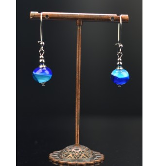 Boucles d’Oreilles Étoile en Verre Filé 2 Bleus - Élégance - par Liloo Créations