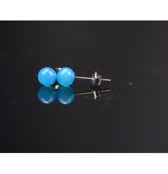 puces d'oreilles 6 mm Acier Inoxydable en verre BLEU OPALE