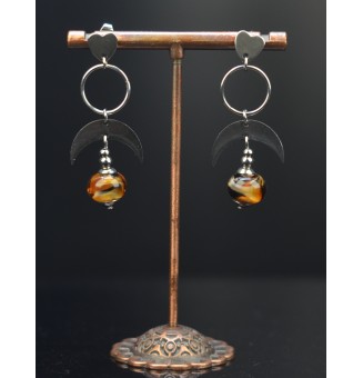 Boucles d’Oreilles NOIR et caramel - Élégance - par Liloo Créations