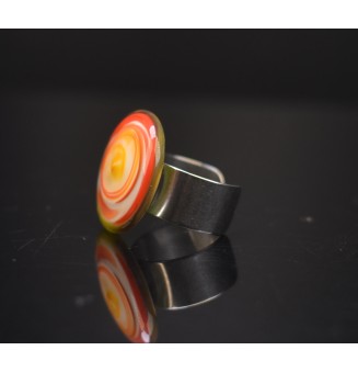 Bague en Verre Filé au Chalumeau "multicolore"  - acier INOXYDABLE