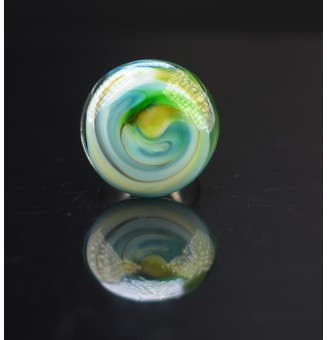 Bague en Verre Filé au Chalumeau "bleu vert"  - acier INOXYDABLE