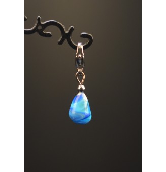 Charm en Acier Inoxydable avec Perle de Verre Filé - pour bracelet ou collier