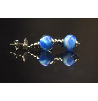 Boucles d’Oreilles Étoile en Verre Filé 2 Bleus - Élégance - par Liloo Créations