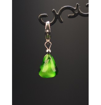 Charm en Acier Inoxydable avec Perle de Verre Filé - pour bracelet ou collier