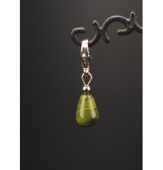 Charm en Acier Inoxydable avec Perle de Verre Filé - pour bracelet ou collier