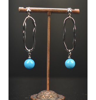 Boucles d'oreilles turquoise OPALE en Acier Inoxydable et Perles de Verre - Liloo Créations