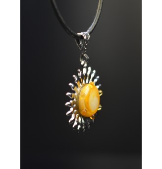 Collier Soleil jaune en Acier Inoxydable avec Perle de Verre Filé