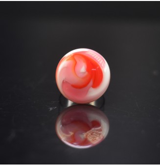 Bague en Verre Filé au Chalumeau "rose et rouge"  - acier INOXYDABLE