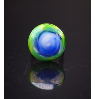 Bague en Verre Filé au Chalumeau "bleu vert"  - acier INOXYDABLE