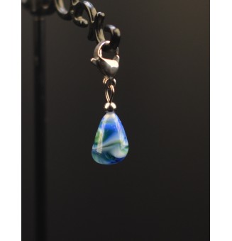 Charm en Acier Inoxydable avec Perle de Verre Filé - pour bracelet ou collier