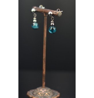 Boucles d’Oreilles en Verre Filé Bleu pétrole -  par Liloo Créations