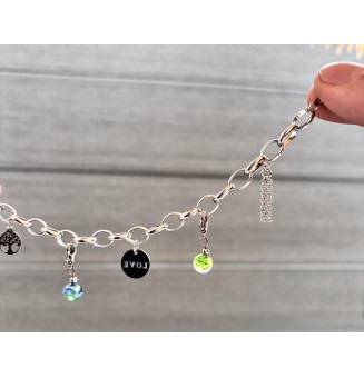 Bracelet charms en acier inoxydable avec charms personnalisables – bleu / vert - Liloo Créations