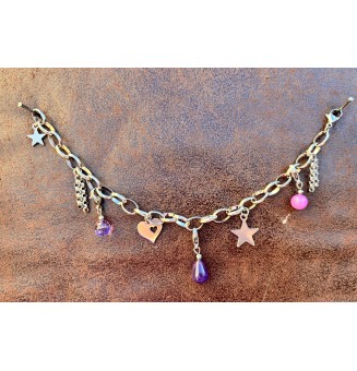 Bracelet charms en acier inoxydable avec charms violet personnalisables –  Liloo Créations