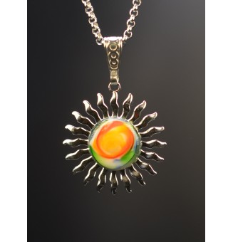 Collier Soleil Multicolore en Acier Inoxydable avec Perle de Verre Filé