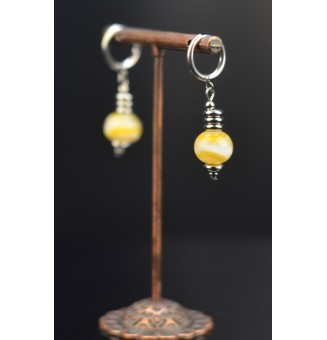 Boucles d’Oreilles en Verre Filé JAUNE -  par Liloo Créations