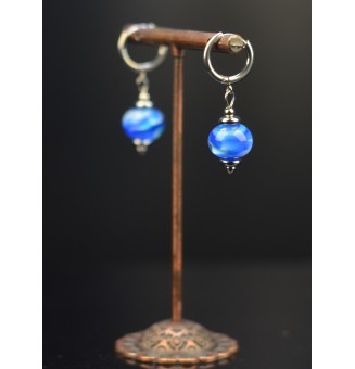 Boucles d’Oreilles en Verre Filé bleues -  par Liloo Créations