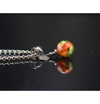 collier artisanal 40 + 3 cm "multicolore" perles de verre filé - acier inoxydable