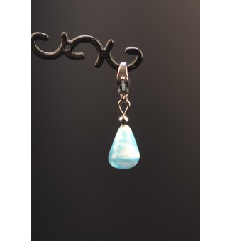 Charm en Acier Inoxydable avec Perle de Verre Filé - bleu clair