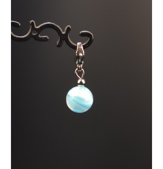 Charm en Acier Inoxydable avec Perle de Verre Filé - bleu clair