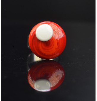 Bague (grande taille) en Verre Filé au Chalumeau "rouge et blanc"  - acier INOXYDABLE