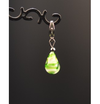 Charm en Acier Inoxydable avec Perle de Verre Filé - pour bracelet ou collier