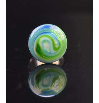 Bague (grande taille) en Verre Filé au Chalumeau "bleu et vert"  - acier INOXYDABLE