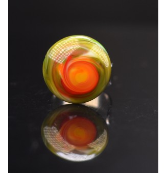 Bague (grande taille) en Verre Filé au Chalumeau "multicolore"  - acier INOXYDABLE