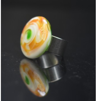 Bague Réglable en Acier Inoxydable et Verre Filé - Édition Nature