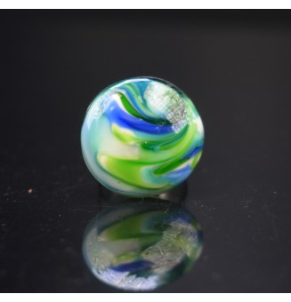 Bague en Verre Filé au Chalumeau "bleu et vert"  - acier INOXYDABLE