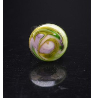 Bague en Verre Filé au Chalumeau "VIOLET et vert"  - acier INOXYDABLE