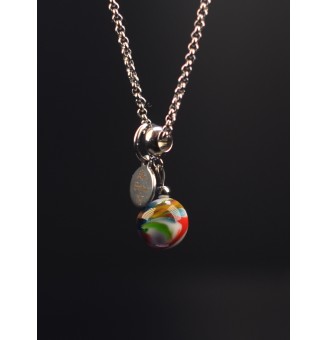 collier artisanal 40 + 3 cm "multicolore" perles de verre filé - acier inoxydable